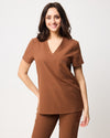 FLORENCE Three Chest Pocket Scrub Top - Pecan Brown | SLTECH™