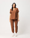 FLORENCE Three Chest Pocket Scrub Top - Pecan Brown | SLTECH™