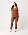 ELIZABETH Two Pocket Scrub Top - Pecan Brown | SLTECH™
