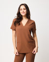 ELIZABETH Two Pocket Scrub Top - Pecan Brown | SLTECH™