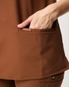 ELIZABETH Two Pocket Scrub Top - Pecan Brown | SLTECH™