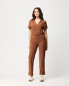 CLARISSA Skinny Leg Scrub Pants - Pecan Brown | SLTECH™