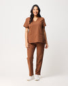 ELIZABETH Two Pocket Scrub Top - Pecan Brown | SLTECH™