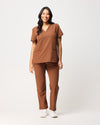 CLARISSA Skinny Leg Scrub Pants - Pecan Brown | SLTECH™