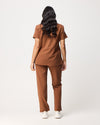 CLARISSA Skinny Leg Scrub Pants - Pecan Brown | SLTECH™
