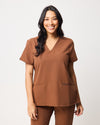 ELIZABETH Two Pocket Scrub Top - Pecan Brown | SLTECH™