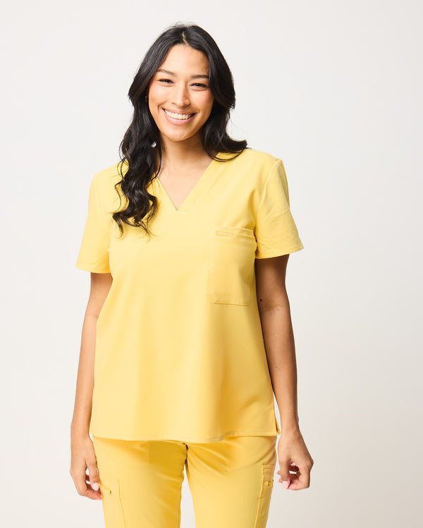 FLORENCE Three Chest Pocket Scrub Top - Meadow Yellow | SLTECH™