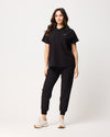 MABEL Mandarin Collar Scrub Top - Black | SLTECH™