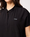 MABEL Mandarin Collar Scrub Top - Black | SLTECH™