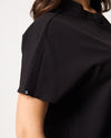 MABEL Mandarin Collar Scrub Top - Black | SLTECH™