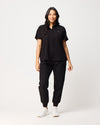 MABEL Mandarin Collar Scrub Top - Black | SLTECH™
