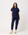 MABEL Mandarin Collar Scrub Top - Navy | SLTECH™