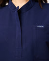 MABEL Mandarin Collar Scrub Top - Navy | SLTECH™