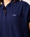 MABEL Mandarin Collar Scrub Top - Navy | SLTECH™