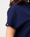 MABEL Mandarin Collar Scrub Top - Navy | SLTECH™