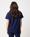 MABEL Mandarin Collar Scrub Top - Navy | SLTECH™
