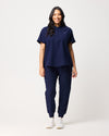 MABEL Mandarin Collar Scrub Top - Navy | SLTECH™