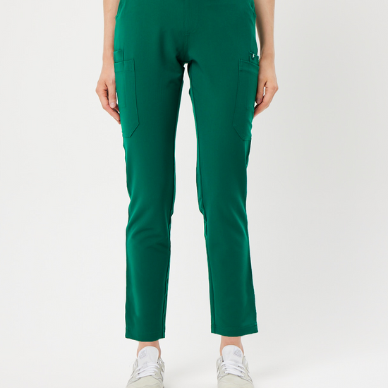 hunter green skinny leg women's scrub pants