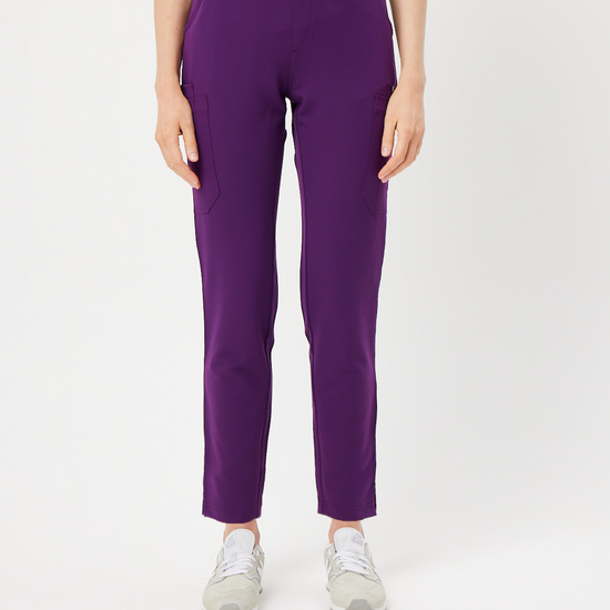 aubergine skinny women's scrub pants