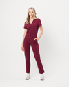CLARISSA Skinny Leg Scrub Pants - Maroon | SLTECH™