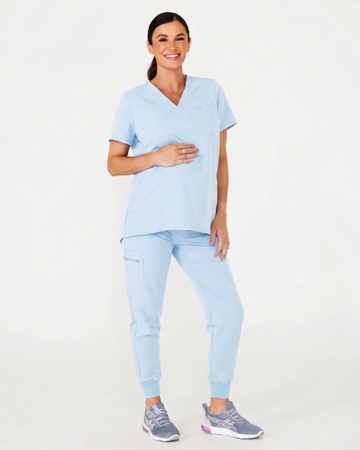 TRACY Maternity Scrub Top - Powder Blue | SLTECH™