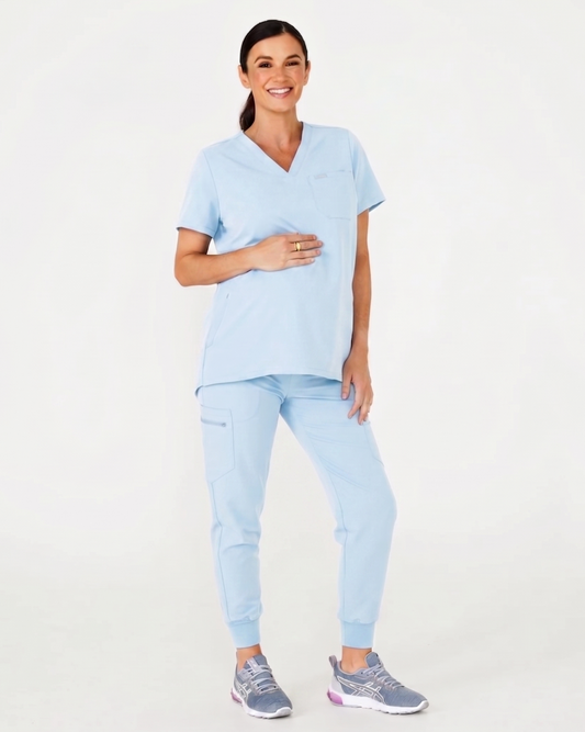 LUCY Maternity Jogger Scrub Pants - Powder Blue | SLTECH™