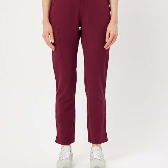 maroon skinny leg women's scrub pants
