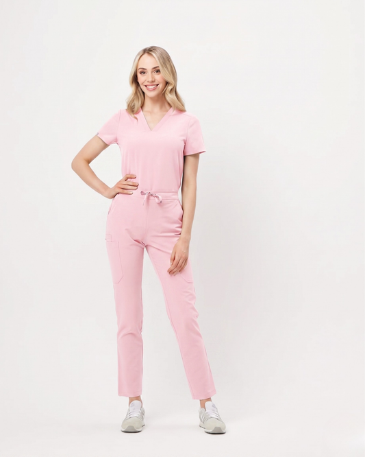 CLARISSA Skinny Leg Scrub Pants - Powder Pink | SLTECH™