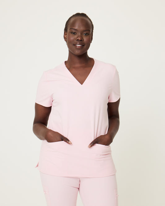 ELIZABETH Two Pocket Scrub Top - Powder Pink - | SLTECH™