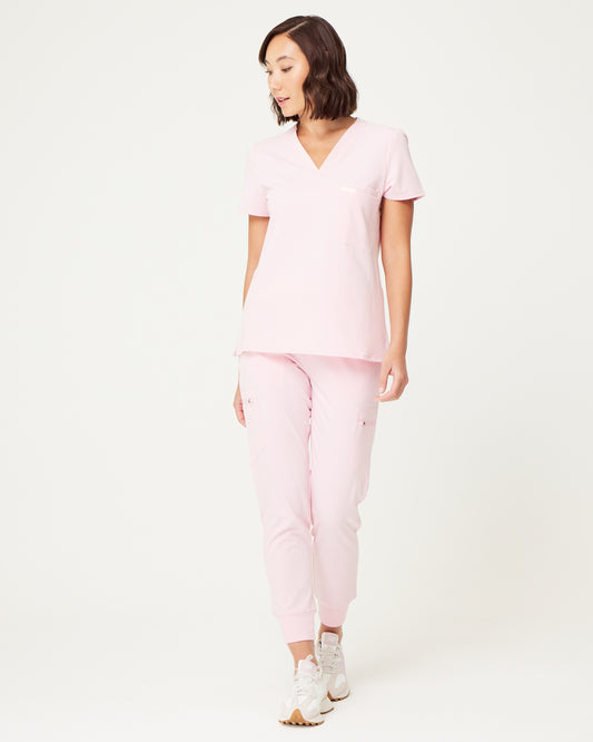 FLORENCE Three Chest Pocket Scrub Top - Powder Pink | SLTECH™