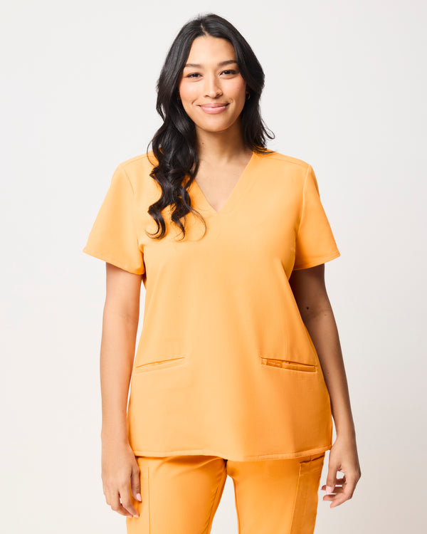 ELIZABETH Two Pocket Scrub Top - Tangerine Orange | SLTECH™