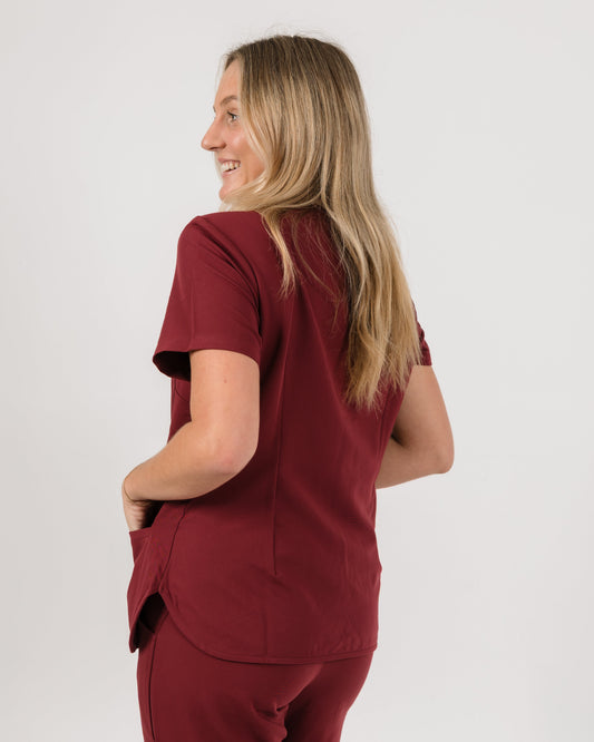 Chelsea Four Pocket Scrub Top - Maroon | SLTECH™