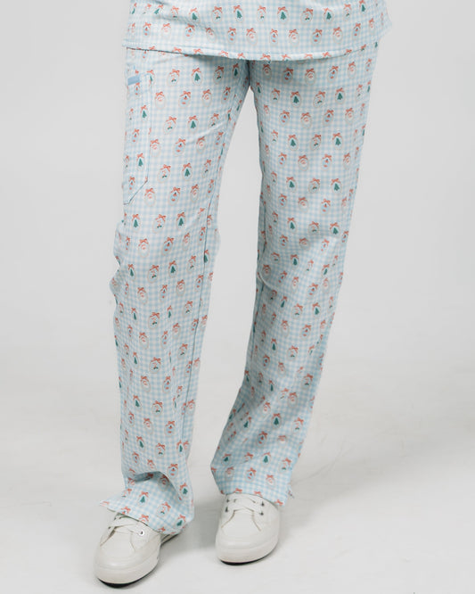 EDITH Straight Leg Scrub Pants - Picture Perfect Christmas