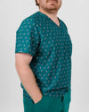 WEARY Three Chest Pocket Scrub Top - Candy Cane Lane