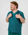 WEARY Three Chest Pocket Scrub Top - Candy Cane Lane