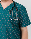 WEARY Three Chest Pocket Scrub Top - Candy Cane Lane