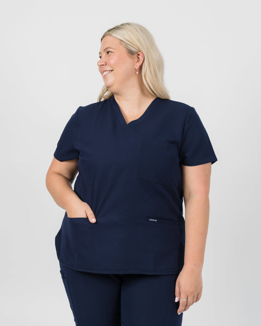 Chelsea Four Pocket Scrub Top - Navy | SLTECH™