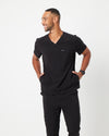 HARRY Three Pocket Scrub Top (Anti-Static SLVTECH™ Fabric) - Black - CLEARANCE
