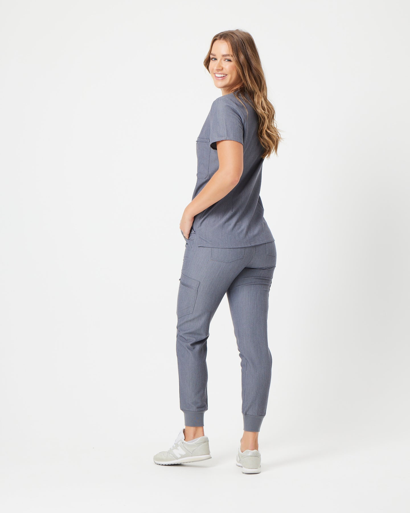 FLORENCE Steel Grey Three Chest Pocket Scrub Top – Scrub Lab - Premium ...