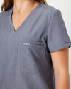 FLORENCE Three Chest Pocket Scrub Top - Steel Grey | SLTECH™