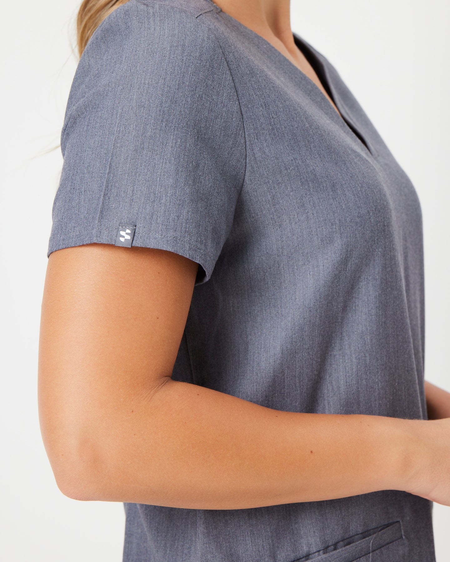 ELIZABETH Steel Grey Two Pocket Scrub Top – Scrub Lab - Premium Medical ...