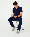 WEARY Three Chest Pocket Scrub Top - Navy | SLTECH™