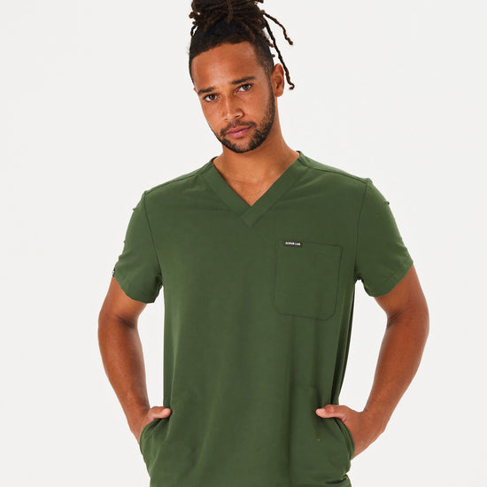 khaki men's scrub top