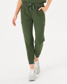 khaki women's jogger scrub pants