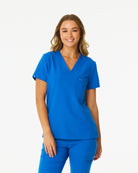 royal blue women's scrub top