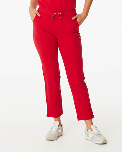 red skinny leg women's scrub pants