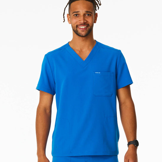 royal blue men's scrub top