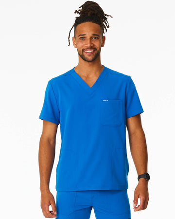 royal blue men's scrub top