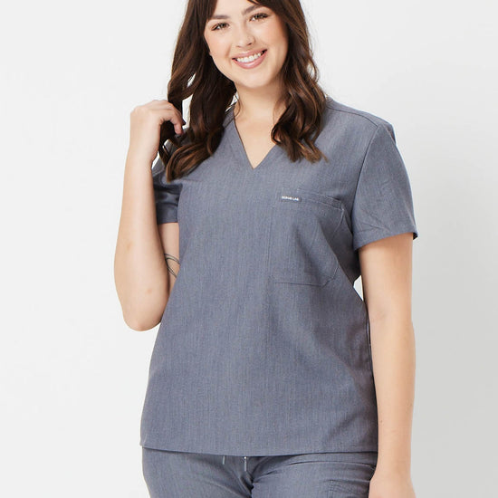 grey women's scrub top