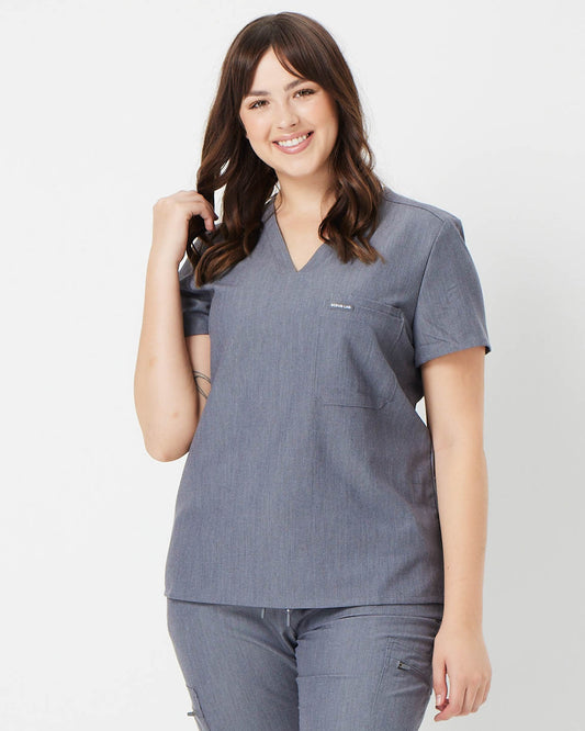 grey women's scrub top